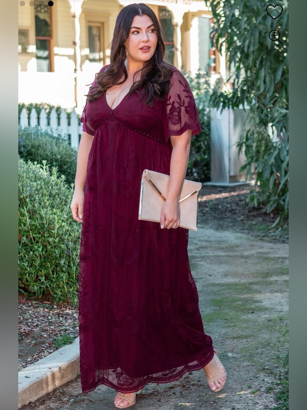 Pinkblush Burgundy Lace Maxi Dress — V‑Neck Plus Size/ Maternity Gown NWT